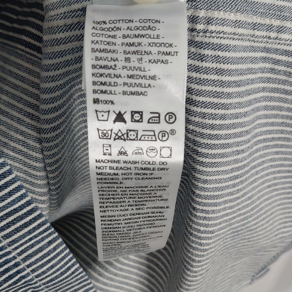 Levi's Blue and White Striped Men's Shirt - Picture 7 of 8